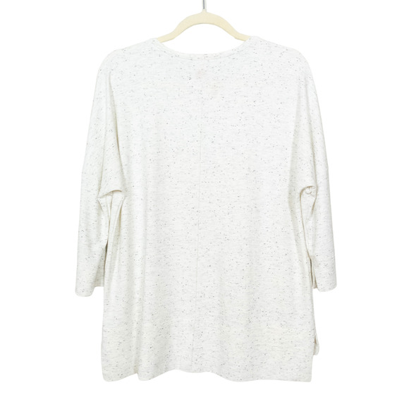 J JILL Cream Black Speckled Ponte Knit Top 3/4 Sleeve Hi-Low Hem Women's Small - Picture 2 of 7